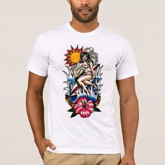T-shirt Fille de Pin- de surfer de tatouage avec la fleur