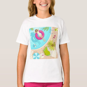 T-shirt Fille de piscine en bikini plage d'été