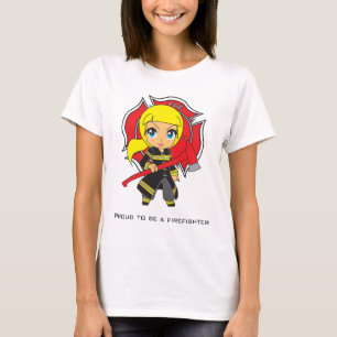 T-shirt Fille de sapeur-pompier de Kawaii -