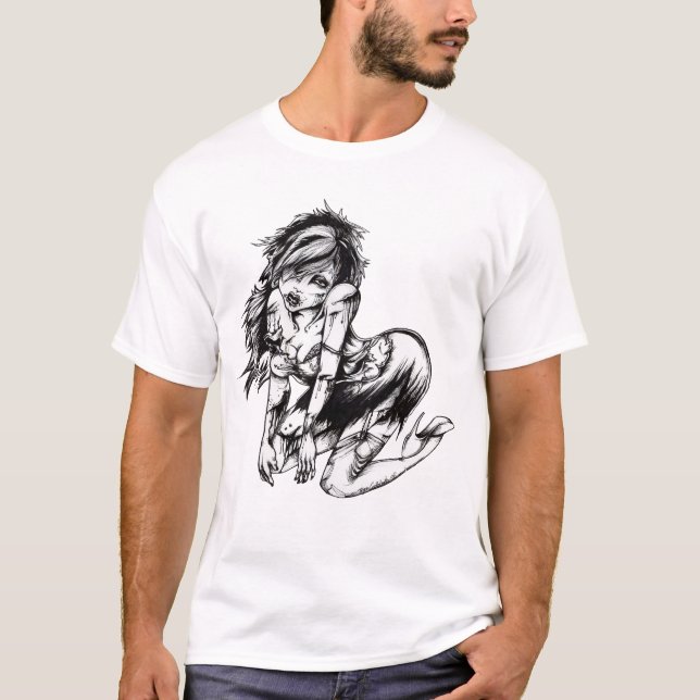 T-shirt fille de zombi pour les hommes (Devant)