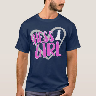 T-shirt Fille d'échecs drôle Cœur Joueuse d'échecs 1