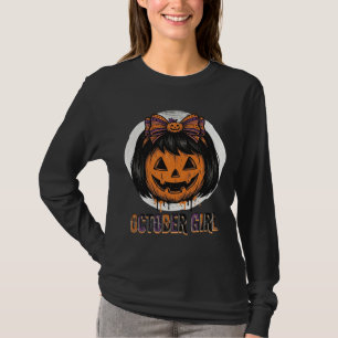 T-shirt Fille d'octobre Citrouille Arc Halloween Vecteur C