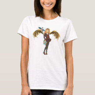 T-shirt fille Dragon Steampunk à tête rouge