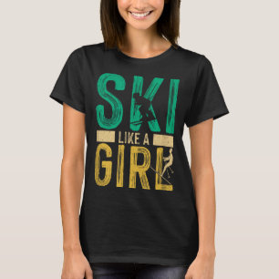 T-shirt Fille drôle de ski skieuse neige sports d'hiver am