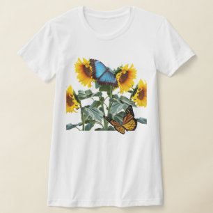 T-shirt Fille du jardin de tournesols d'été et de papillon