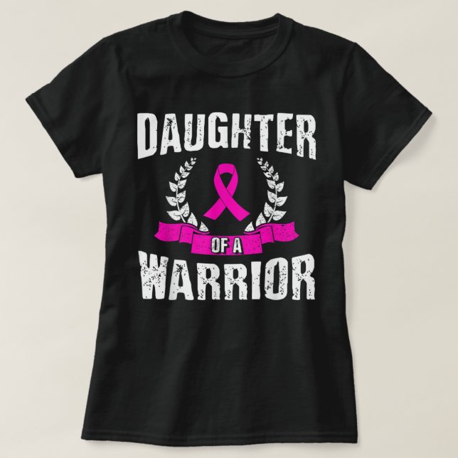 T-shirt Fille D'Un Guerrier Sensibilisation Au Cancer Du S (Design devant)