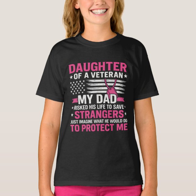 T-shirt Fille D'Un Vétéran Fête des pères Papa Vétérinaire (Devant)