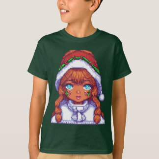 T-shirt Fille en art pixelisé portant un chapeau de Père N