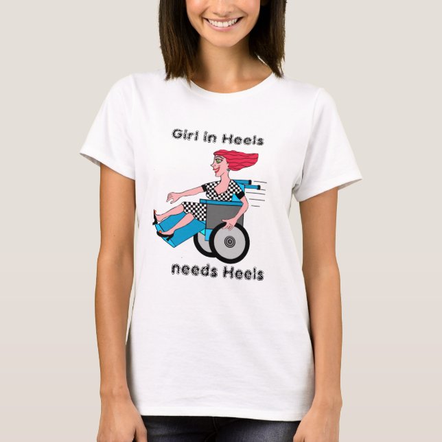 T-shirt Fille en fauteuil roulant, retournez et voyez (Devant)