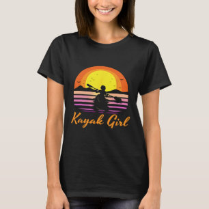 T-shirt Fille en kayak Kayak drôle Coucher de soleil Kayak