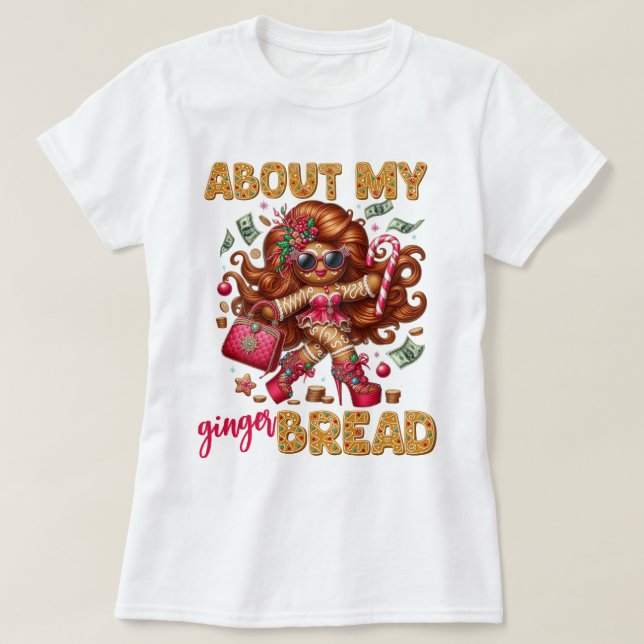 T-shirt Fille en pain d'épices glamour Noël rose (Design devant)