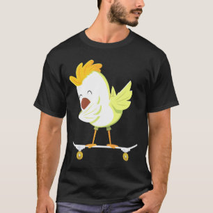 T-shirt Fille en skateboard Poulet Sur Skateboard Pour Ska
