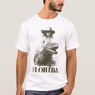 T-shirt Fille équitation Alligator bizarre Floride Crocodi