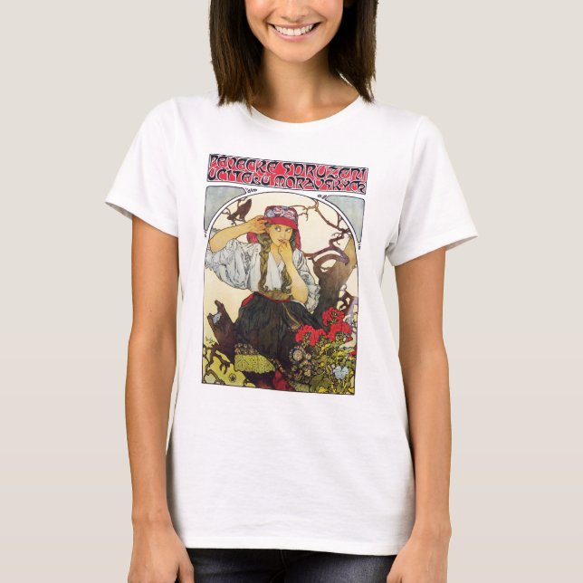T-shirt Fille et géranium, Mucha (Devant)