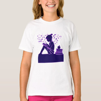 T-shirt Fille étudiant et lisant des livres