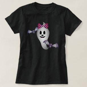T-shirt Fille fantôme et chauves-souris volantes Halloween
