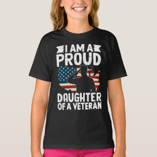T-shirt Fille fière d'un vétéran patriote militaire papa
