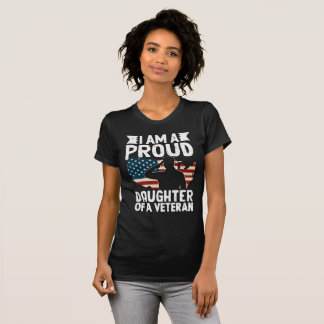 T-shirt Fille fière d'un vétéran patriote militaire Papa