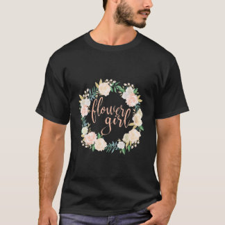 T-shirt Fille Fleur Fille Fleurs Couronne De Mariage Rose