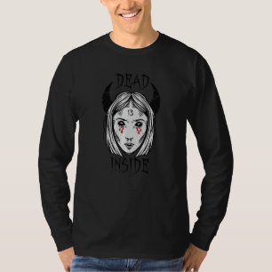 T-shirt Fille Gothique Emo Foncé Avec Baphomet Devil Horns