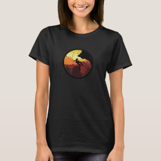 T-shirt Fille grimpe coucher de soleil rétro vintage