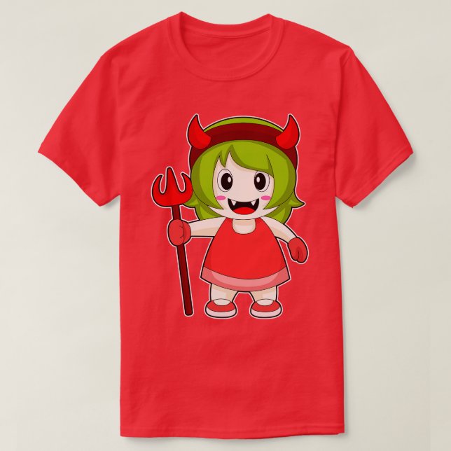 T-shirt Fille Halloween Devil Trident (Design devant)