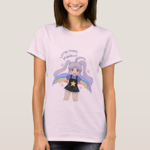 T-shirt Fille Heureuse Illustration Dessinée à la Main – P
