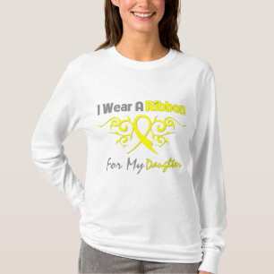 T-shirt Fille - je porte un appui jaune de militaires de