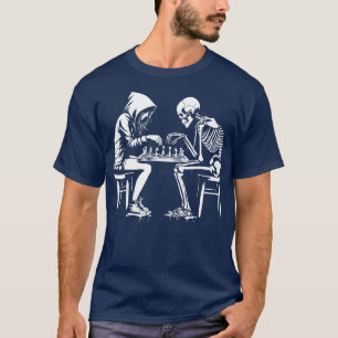 T-shirt fille joue aux échecs avec squelette