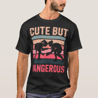 T-shirt Fille Lutteur Rétro Mignonne Mais Dangereuse