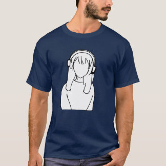 T-shirt Fille manga écouteurs dessin animé anime rétro