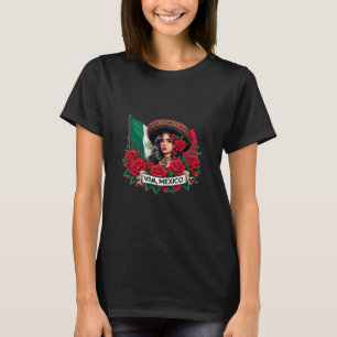 T-shirt Fille mexicaine Viva le Mexique Illustration artis
