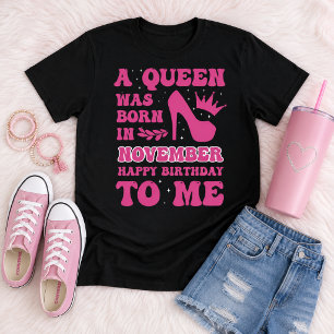 T-shirt Fille née en novembre Cadeau de princesse rose rei
