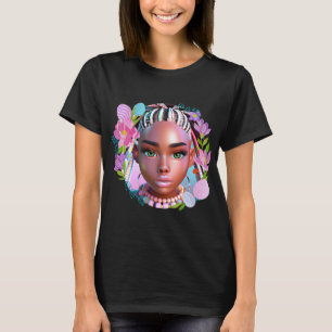 T-shirt Fille noire Pâques Magie Peau Brown Filles Printem