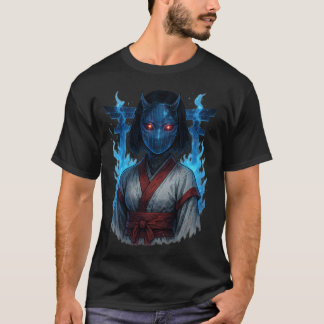 T-shirt Fille Oni Cyberpunk avec porte Torii