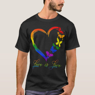 T-shirt Fille papillon Coeur arc-en-ciel L'amour est l'amo