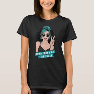 T-shirt Fille Pop Art aux cheveux verts avec des lunettes