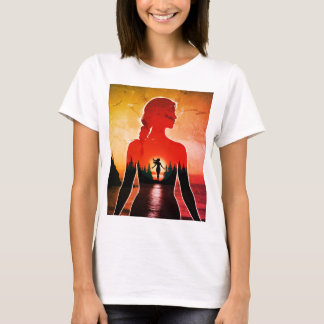 T-shirt Fille puissance Montagne Réflexion Double vision