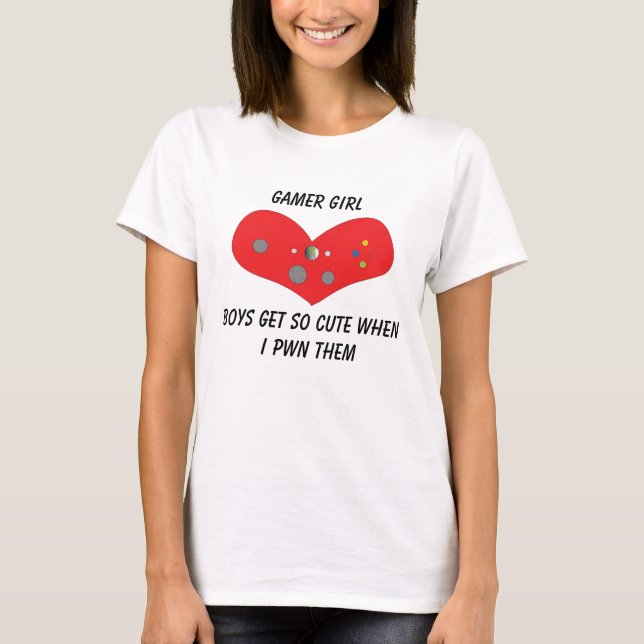 T-shirt Fille Pwns de Gamer mignon (Devant)