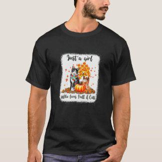 T-shirt Fille Qui Aime Chute Et Chats Citrouille Chat Hall