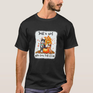 T-shirt Fille Qui Aime Chute Et Chats Citrouille Chat Hall