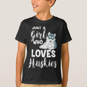 T-shirt Fille qui aime Huskies Amoureux des chiens sibérie