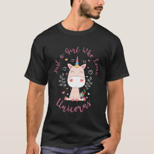 T-shirt Fille Qui Aime Les Unicornes - Coeurs Unicorne - M