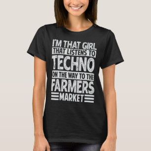 T-shirt Fille qui écoute de la musique techno - Marché de 