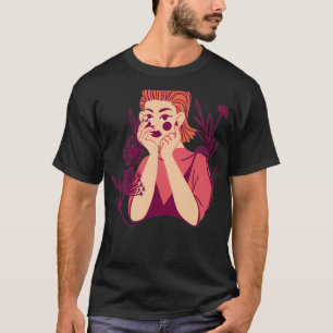 T-shirt Fille sauvage Florale Femme à tête rouge