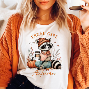 T-shirt Fille Sauvageonne Automne Vintage Raton Laveur