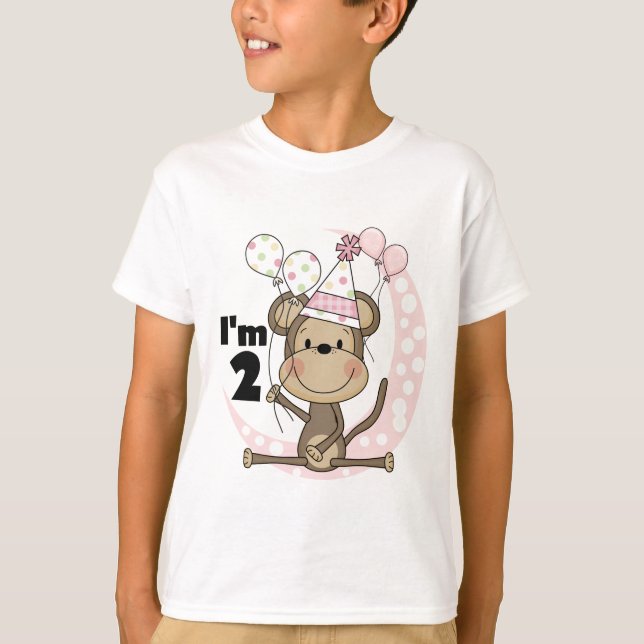T-shirt Fille singe en Casquette de fête 2e anniversaire (Devant)
