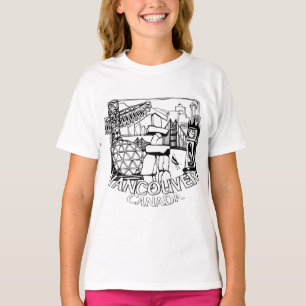 T-shirt fille Souvenir de Vancouver Landmark Art T