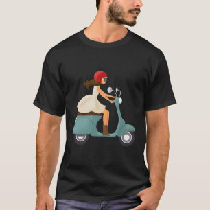 T-shirt Fille Sur Un Scooter