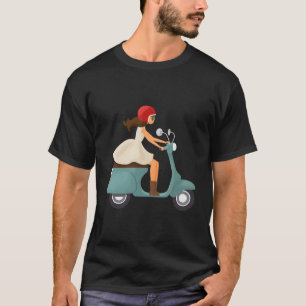 T-shirt Fille Sur Un Scooter